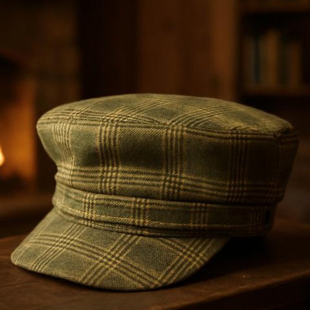 Gap Plaid Newsboy/Fiddler/Baker Boy Cap - Gray/Beige - One Size